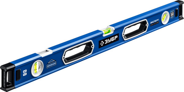 Мощный магнитный уровень 800 мм с рукоятками и зеркальным глазком Эксперт-М ЗУБР