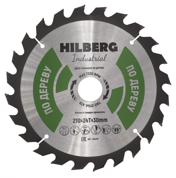 Диск пильный Industrial Дерево 210*30*24Т HW210 Hilberg