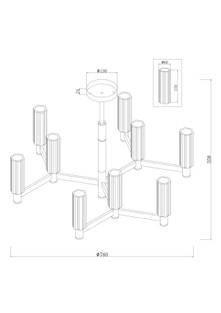 Люстра 9*E14 40Вт Латунь IP20 Ambra FR5167PL-09BS Freya