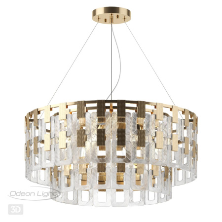 Люстра E14 12*40W BUCKLE золотой/стекло ODEON LIGHT