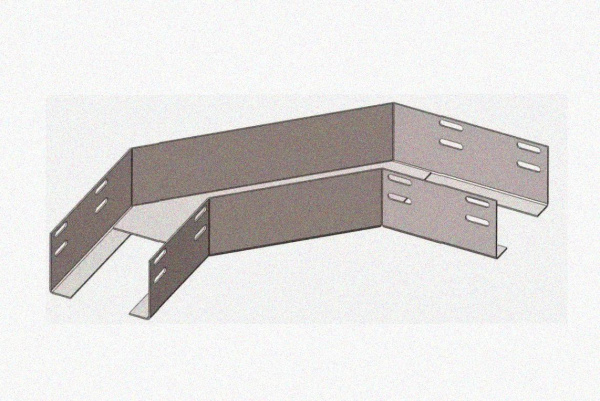 Лоток угловой перфорированный КГ 150х50-90 УХЛ1 поворот на 90, оцинкованный лист S0,8