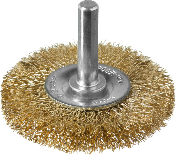 Профессионал. Щетка дисковая для дрели, витая латунированная стальная проволока 0,3мм, 50мм ЗУБР