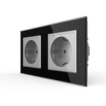 Розетка Livolo 2 поста Серая с черной рамкой VL-C7C2EU-15/12