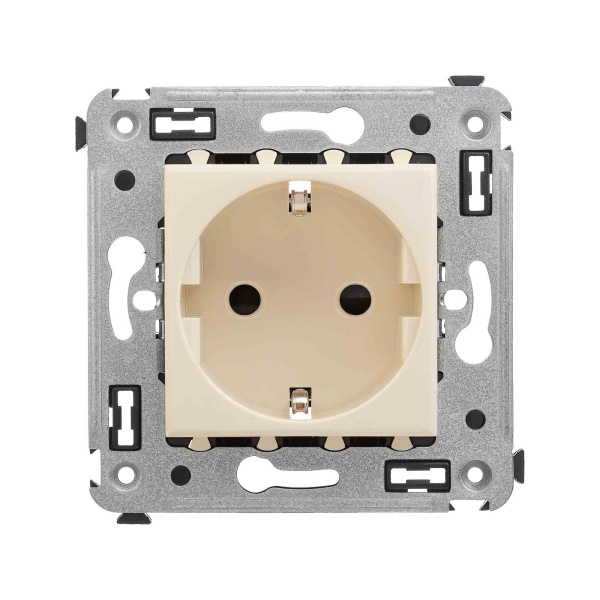 Розетка в стену, 2P+E, с з/ш, "Avanti", "Ванильная дымка" DKC