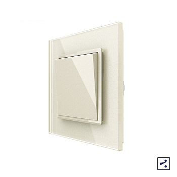 Одноклавишный проходной механический выключатель 1 пост, цвет жемчужный Livolo