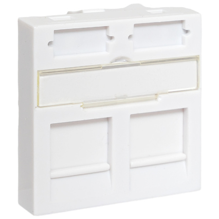 Вставка розеточная TERACOM PRO 45x45мм формат Mosaic на 2 модуля Keystone со шторками и маркерами белая EKF