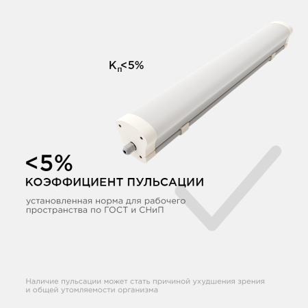 14-26 Светильник линейный, светодиодный, белый, поликарбонат, 16Вт, IP65, 1760Лм, 6000К, 170-260В/50Гц, УХЛ1, 575х76х76мм APEYRON