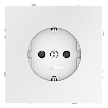 Розетка встраиваемая Voltum S70 с заземлением и защитными шторками, 16А, (белый матовый)