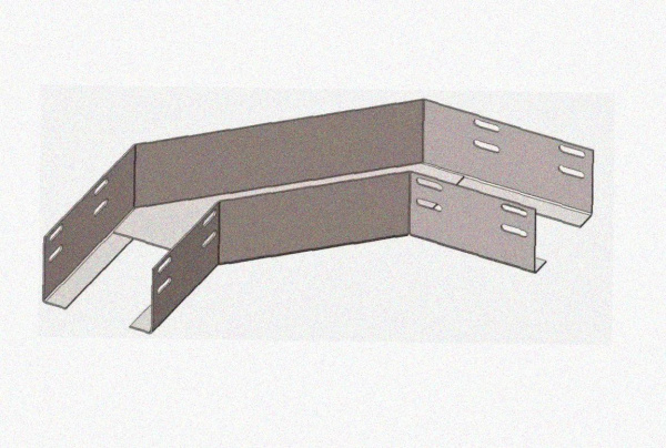 Лоток угловой замковый перфорированный КГЗ 200х65-135 УХЛ1 поворот на 135, оцинкованный лист, S1,5