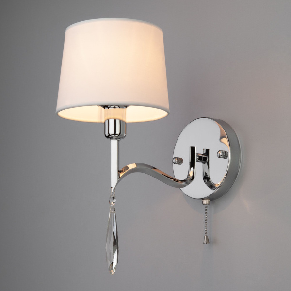 Настенное бра с абажуром 1*E14 40Вт хром IP20 Madera (10127/1 хром) Eurosvet