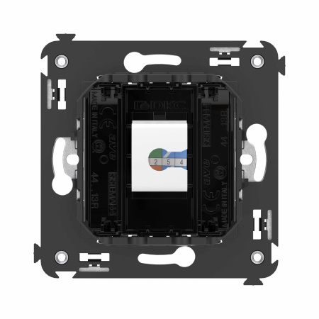 Телефонная розетка RJ-12 без шторки в стену одинарная, "Avanti", "Черный квадрат" DKC