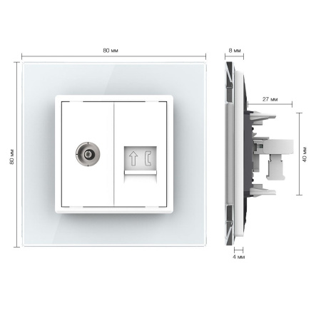 Розетка ТВ/ТЛФ Белая Livolo
