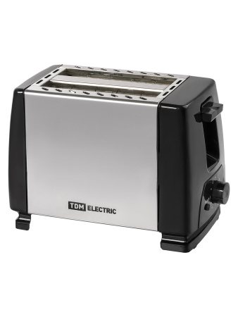 Тостер "Утро", 700 Вт, 2 тоста, нерж. сталь, черный, TDM