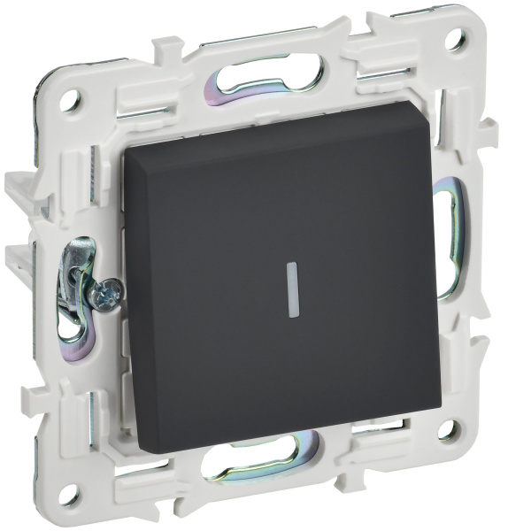 SKANDY Выключатель 1-клавишный проходной с индикацией 10А SK-V08G графит IEK