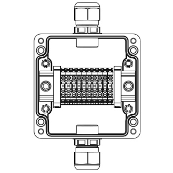 Взрывозащ. клемм. коробка из полиэстера TBE-P-03-(10xCBC.4)-1xPACMP(A)(C)1Ex e IIC Т5 Gb / Ex tb IIIC T95°C Db IP66 DKC