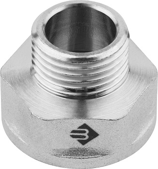 Переходник "ЭКСПЕРТ" удлиненный цилиндрический, никелированная латунь, 3/4"х1/2" ЗУБР