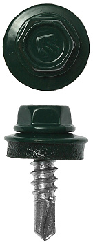 Саморезы СКМ кровельные, RAL 6005 зеленый насыщенный, 25 х 5.5 мм, 1 800 шт, для металлических конструкций, Профессионал ЗУБР