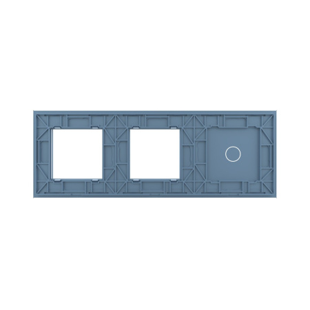 Панель для сенсорного выключателя и двух розеток, 1 клавиша, цвет синий, стекло Livolo