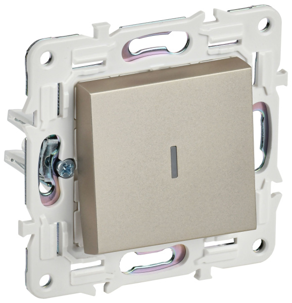 SKANDY Выключатель 1-клавишный проходной с индикацией 10А SK-V08Sh шампань IEK