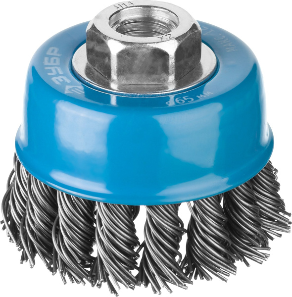 Профессионал. Щетка чашечная для УШМ, плетеные пучки стальной проволоки 0,8мм, 65ммхМ14 ЗУБР