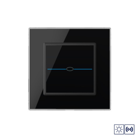 Сенсорный импульсный выключатель Quadro сухой контакт 1 клавиша 1 модуль Черный Livolo