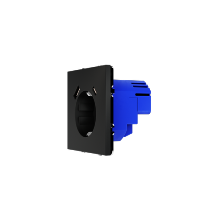 Розетка встраиваемая Voltum S70 с заземлением и защитными шторками, 16А, с USB, A+C, (черный матовый