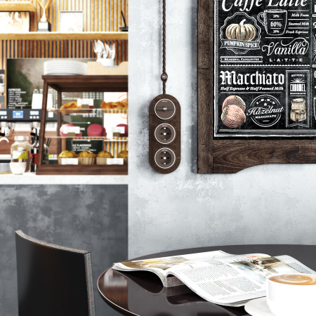 Выключатель на 4 положения двухклавишный (мокко матовый/хром) Vintage ОУ IP20 Werkel