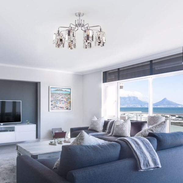 Потолочная люстра с хрусталем 8*E14 60Вт хром IP20 Scoppio (10101/8 хром) Eurosvet