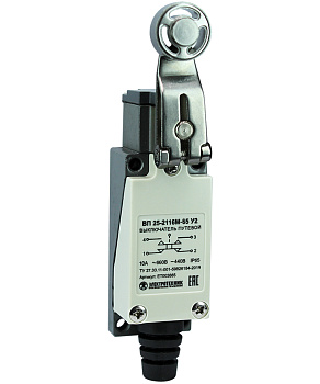 Выключатель путевой ВП 25-2116М-65 У2, рычаг со стальным роликом, 1з+1р, безинерционный, 21х56 мм, 3А, IP65 Электротехник