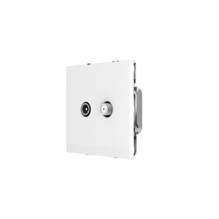 Розетка телевизионная встраиваемая Voltum S70 оконечная TV+SAT, (белый глянцевый)