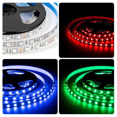 LSE-271 Светодиодная лента 12В, 14,4Вт/м, RGB, smd5050, 60д/м, IP20, ширина подложки 10мм, 5м OGM