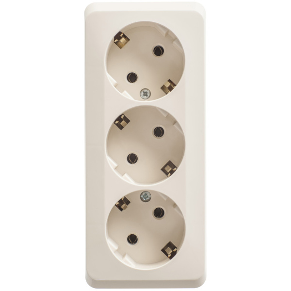 ЭТЮД Розетка ОУ 3 мест.с заземлением без шторок 16А кремовый IP20 Schneider Electric