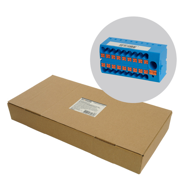 Зажим блочный (групп) для распред.тока нагрузки push-in на 18 точек, сеч 2,5 мм²,690V,41А, 1точка интегр. питание, синий LD580 PTFIX 6-18/25 STEKKER