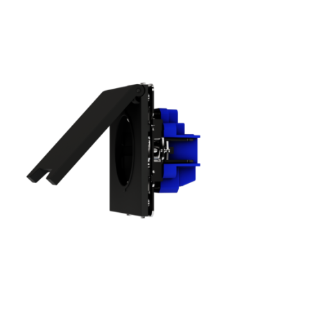 Розетка встраиваемая Voltum S70 с заземлением, защитными шторками и крышкой 16А, (черный матовый)