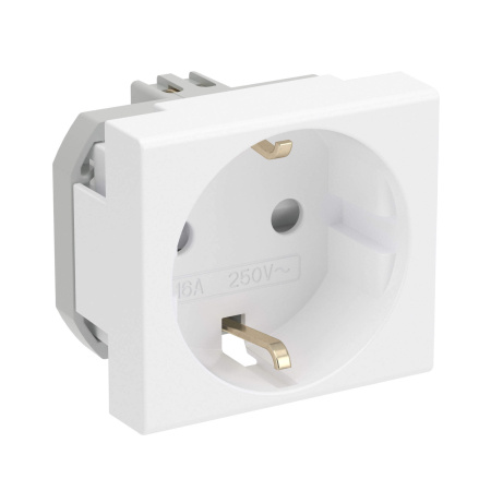 Розетка силовая 2Р+Е, со шторками, «Viva», 2 мод., цвет белый DKC