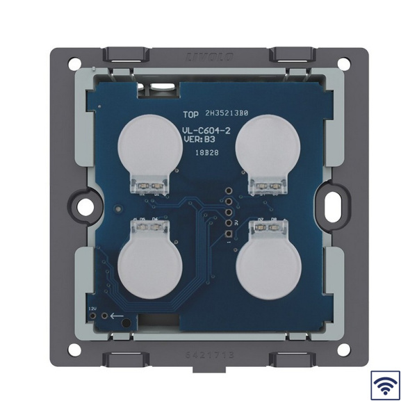 Четырехклавишный сенсорный выключатель с функцией радиоуправления UK стандарт (механизм) Livolo