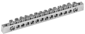 Шина PEN "земля-ноль" 6х9мм 14/2 с никелевым покрытием (14групп/крепеж по краям) IEK