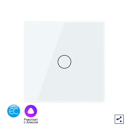 Одноклавишный проходной умный сенсорный выключатель EC, 1 пост, цвет белый Livolo