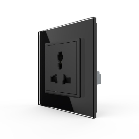 Розетка универсальная 1 модуль Черная Livolo