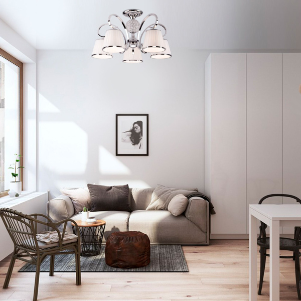 Потолочная люстра с абажурами 5*E14 40Вт хром IP20 Tessa (60088/5 хром) Eurosvet