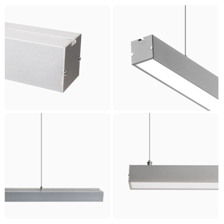 14-25 Светильник линейный, подвесной, светодиодный 24Вт, 230В/50Гц, 1800лм, 4000К, IP40, серебряный, 980х40х40мм, алюминий APEYRON