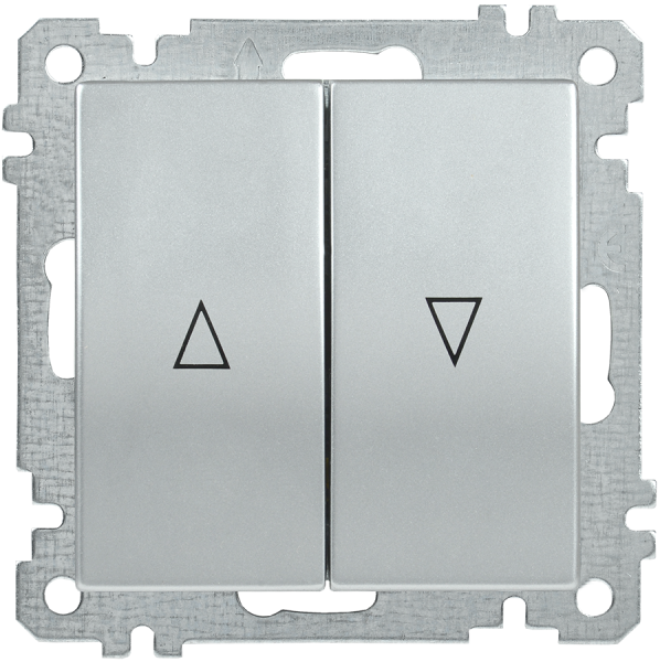 Выключатель 2-клавишный жалюзи ВС10-1-5-Б BOLERO серебряный IEK