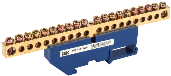 Шина N "ноль" на DIN-изоляторе ШНИ-8х12-20-Д-С IEK