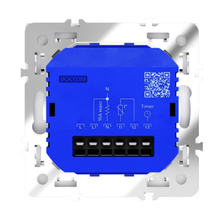 Терморегулятор электронный Voltum S70 с индикацией и датчиком, для теплого пола, (белый глянцевый)