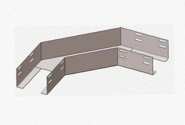 Лоток угловой замковый глухой КГЗГ 600х100-90 УХЛ1 поворот на 90, оцинкованный лист, S1,5
