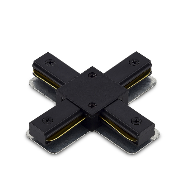 Donel X-образный токопроводящий соединитель для шинопровода, черный, пластик, 103х103 мм, серия: DN01