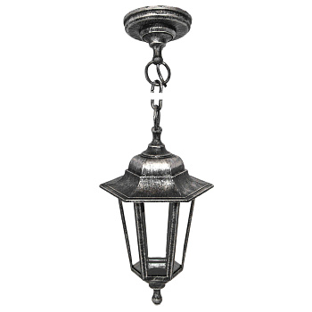 11-98 НСУ 06-60-001 АДЕЛЬ1 СЕР Светильник-фонарь подвесной серебро 6-гранный прозрачное стекло APEYRON