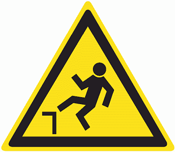 Знак W 15 "Осторожно, Возможность падения с высоты" 200х200х200 мм, пластик ГОСТ Р 12,4,026-2001 EKF