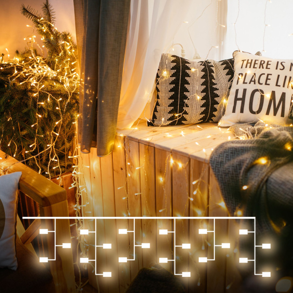 Гирлянда "Занавес" теплый белый 1,5*1м IP20 (200-001 теплый белый) Eurosvet