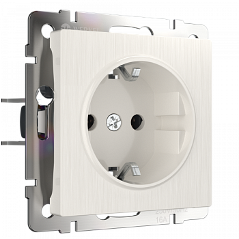 Встраиваемые механизмы Розетка СУ 1 мест. с зазем. 16А перламутр рифленый IP20 Werkel